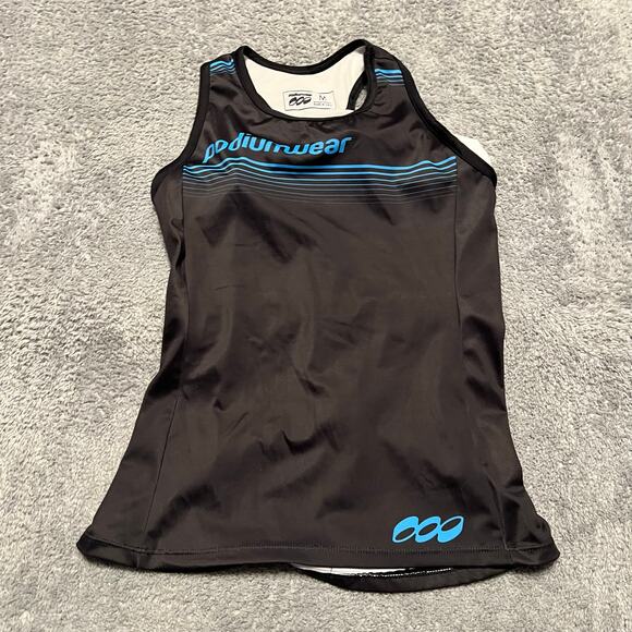 Podiumwear Tank Top Shirt Womens Medium Racer back Cycling Built In Bra Pockets - Picture 1 of 7